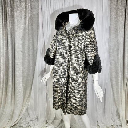 vintage 1940s Winter Coat, MARCEY'S OAK PARK Heavy Black wool Evening Dress Coat