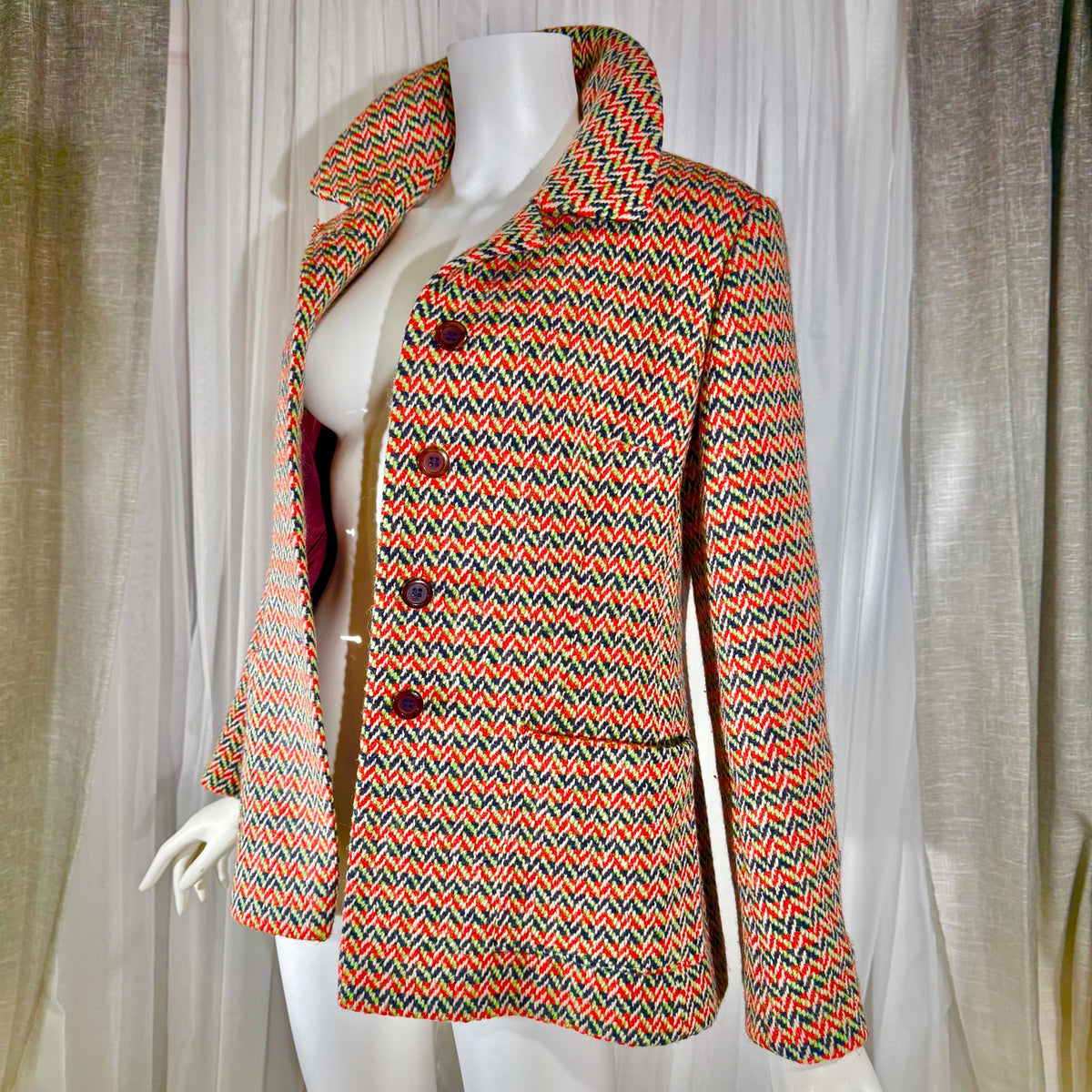 vintage 1960s mod wool jacket, Orange herringbone jacket
