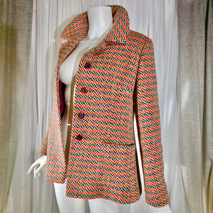 vintage 1960s mod wool jacket, Orange herringbone jacket