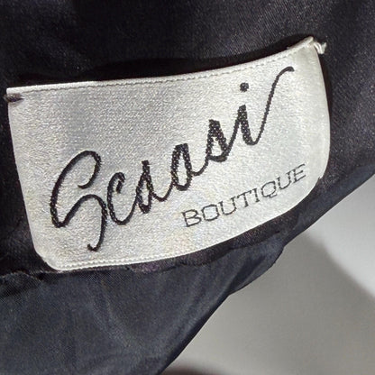 Vintage SCAASI BOUTIQUE cocktail evening dress, Black Off Shoulder Huge Sleeves Party Dress