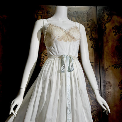 vintage by IRIS 1940s Nightgown slip dress, Sylvia Pedlar white nylon lingerie dress