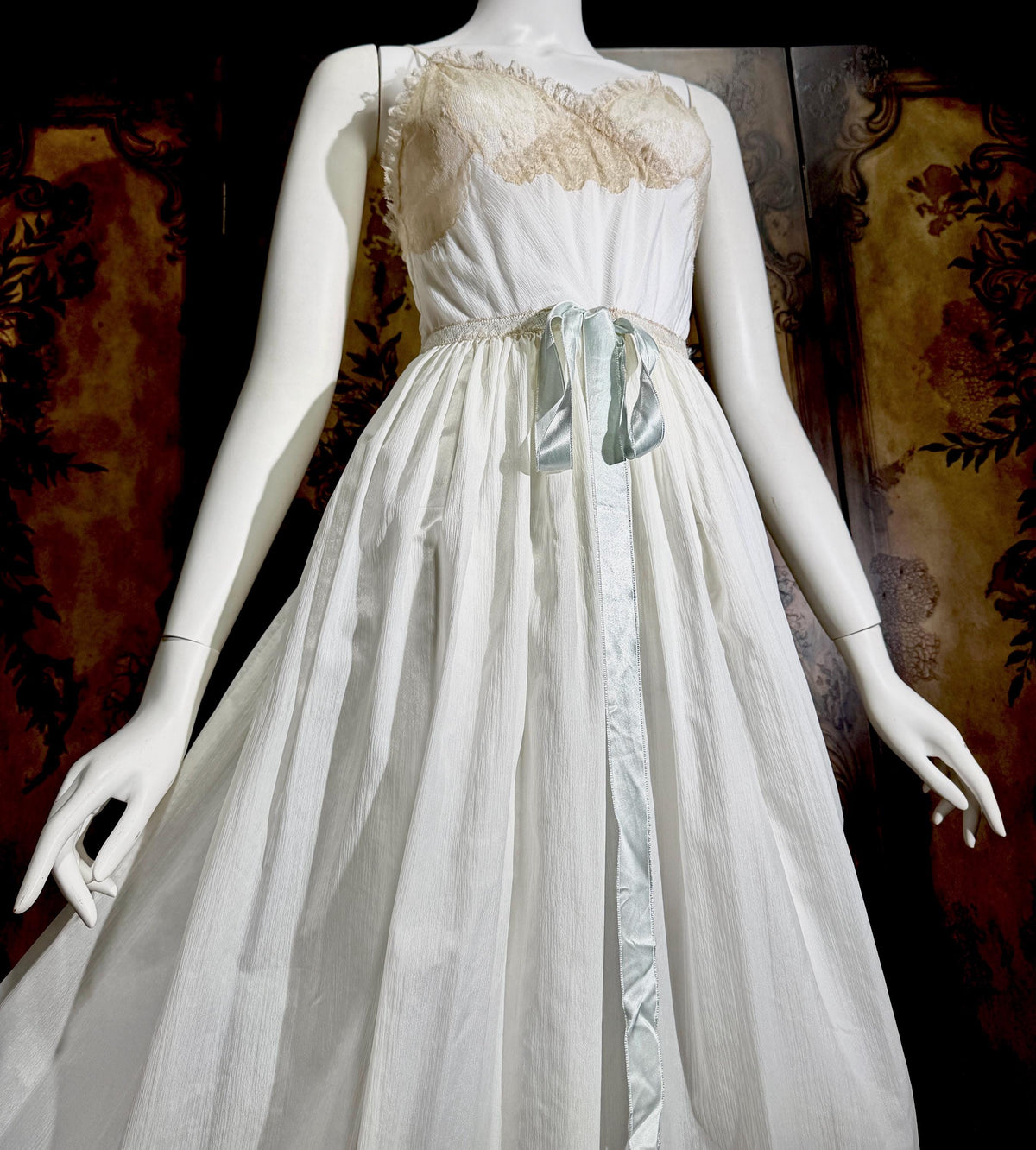 vintage by IRIS 1940s Nightgown slip dress, Sylvia Pedlar white nylon lingerie dress