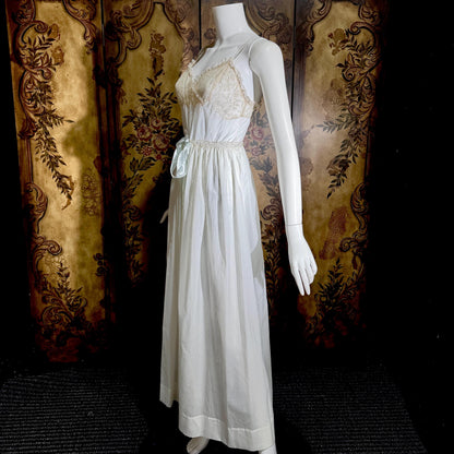 vintage by IRIS 1940s Nightgown slip dress, Sylvia Pedlar white nylon lingerie dress