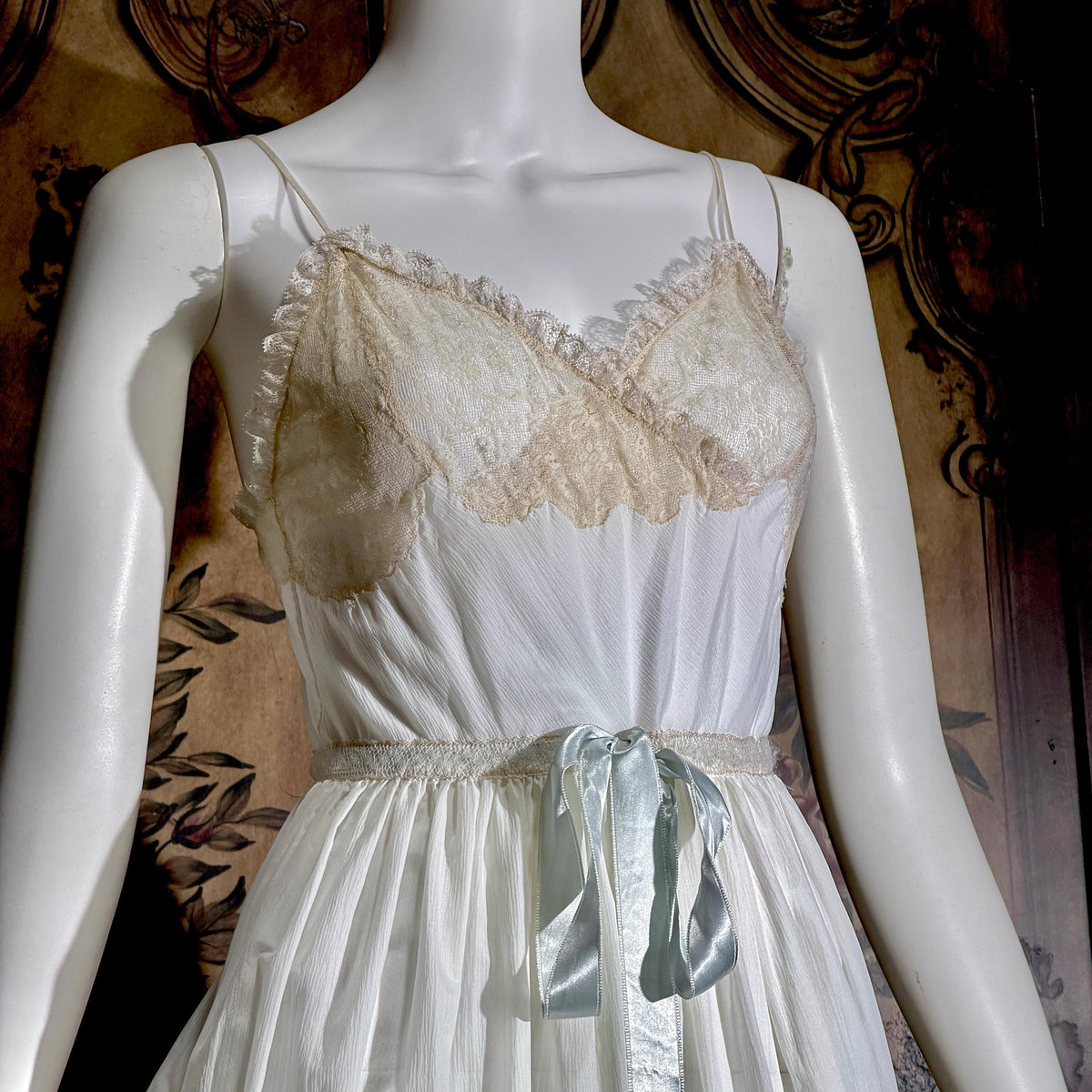 vintage by IRIS 1940s Nightgown slip dress, Sylvia Pedlar white nylon lingerie dress