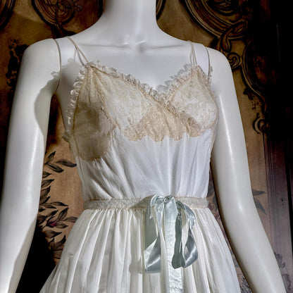 vintage by IRIS 1940s Nightgown slip dress, Sylvia Pedlar white nylon lingerie dress