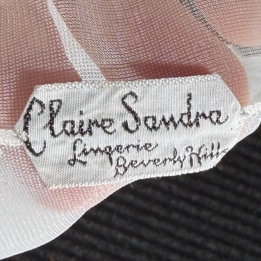 Vintage CLAIRE SANDRA nightgown peignoir set, 1950s Lucie Ann White Blue slip dress robe lingerie set