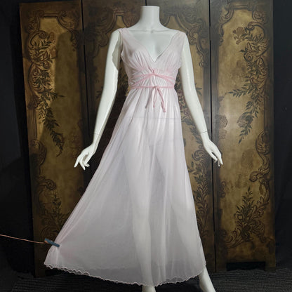 Vintage INTIME nightgown peignoir set, 1960s frothy pink marabou slip dress robe lingerie gown