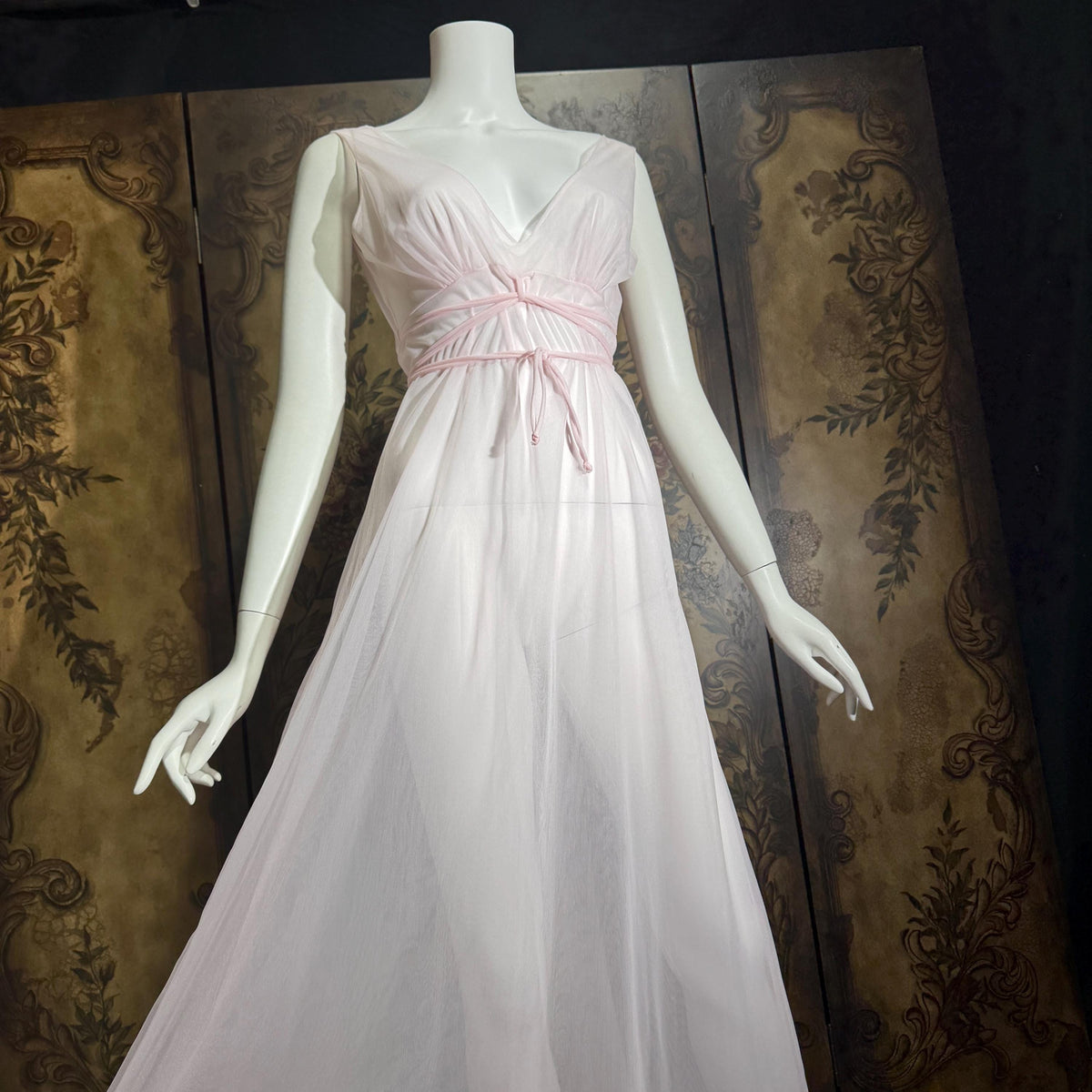 Vintage INTIME nightgown peignoir set, 1960s frothy pink marabou slip dress robe lingerie gown