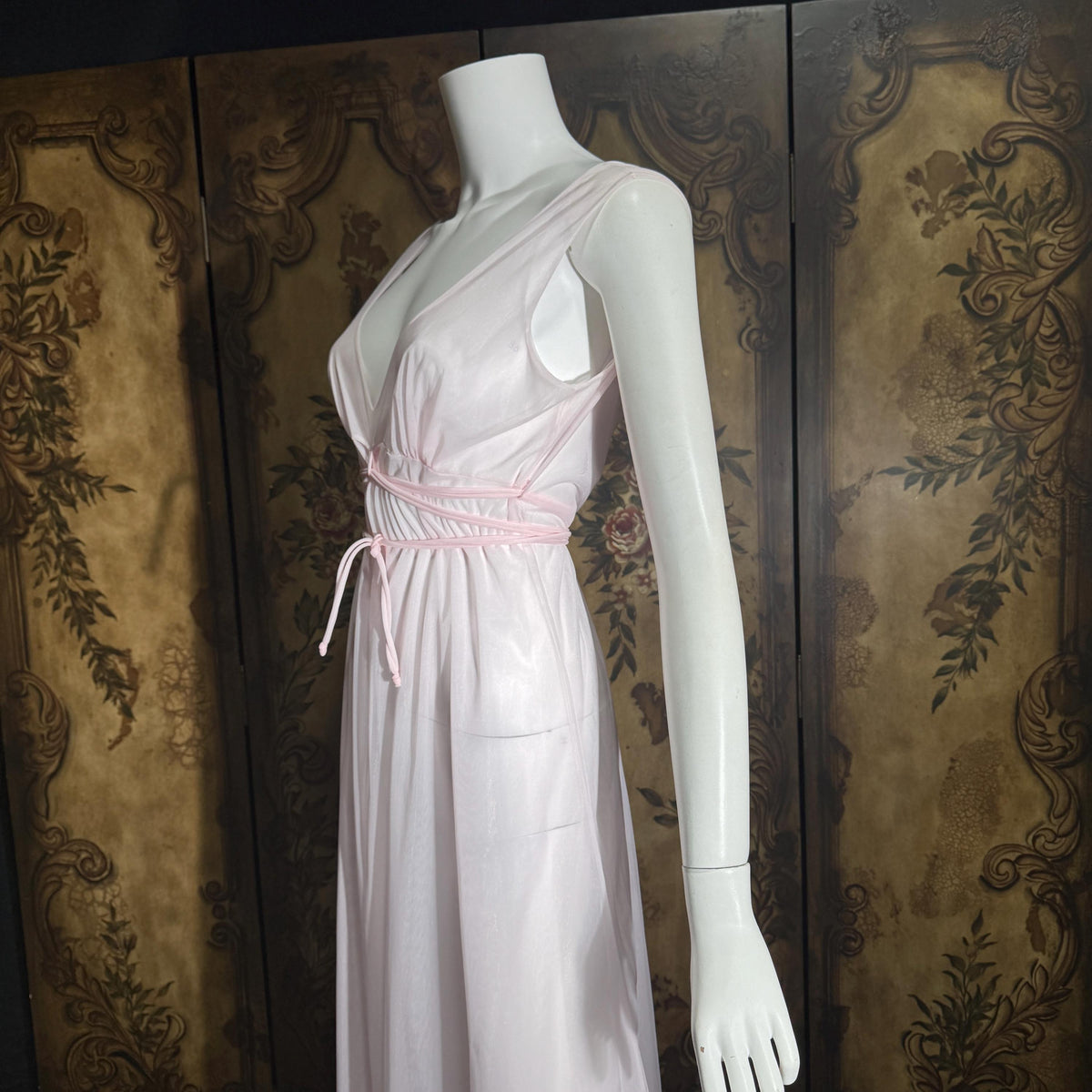 Vintage INTIME nightgown peignoir set, 1960s frothy pink marabou slip dress robe lingerie gown