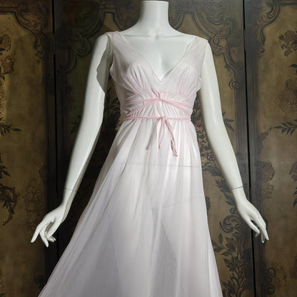 Vintage INTIME nightgown peignoir set, 1960s frothy pink marabou slip dress robe lingerie gown