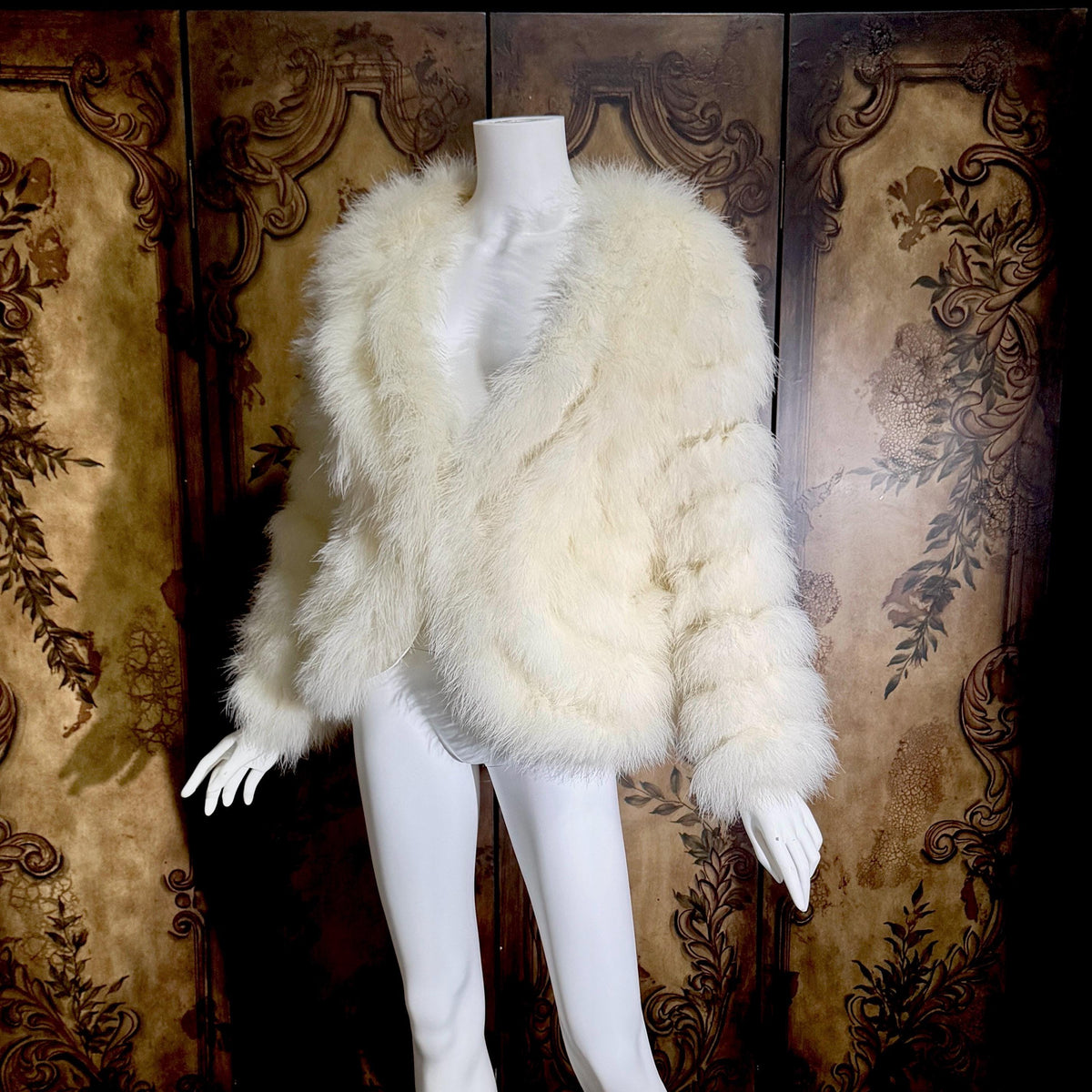 Vintage Marabou feather jacket, 1980s Snowy white evening coat