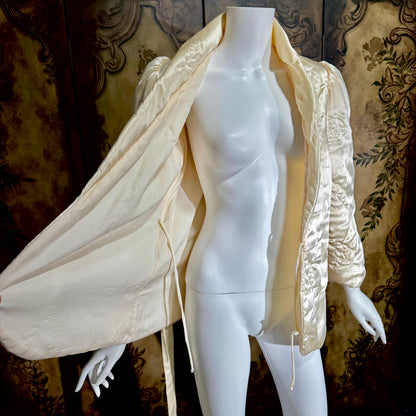 vintage LANVIN 1970s evening jacket, Creamy Peach cocktail bed jacket