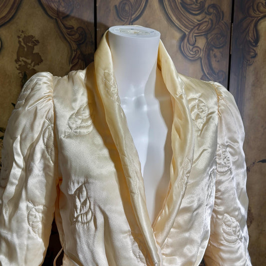 vintage LANVIN 1970s evening jacket, Creamy Peach cocktail bed jacket