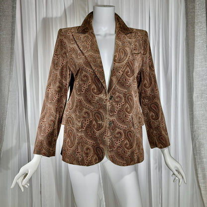 vintage TED LAPIDUS velvet blazer, vintage 1970s cotton velvet paisley jacket