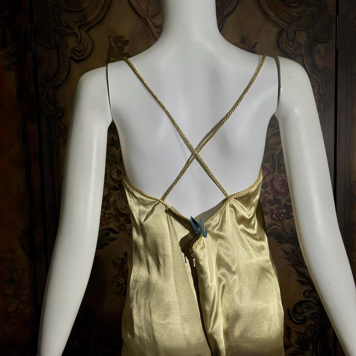 vintage JOAN RAINES 1980s evening dress set, Gold satin cocoon coat and slip dress ensemble