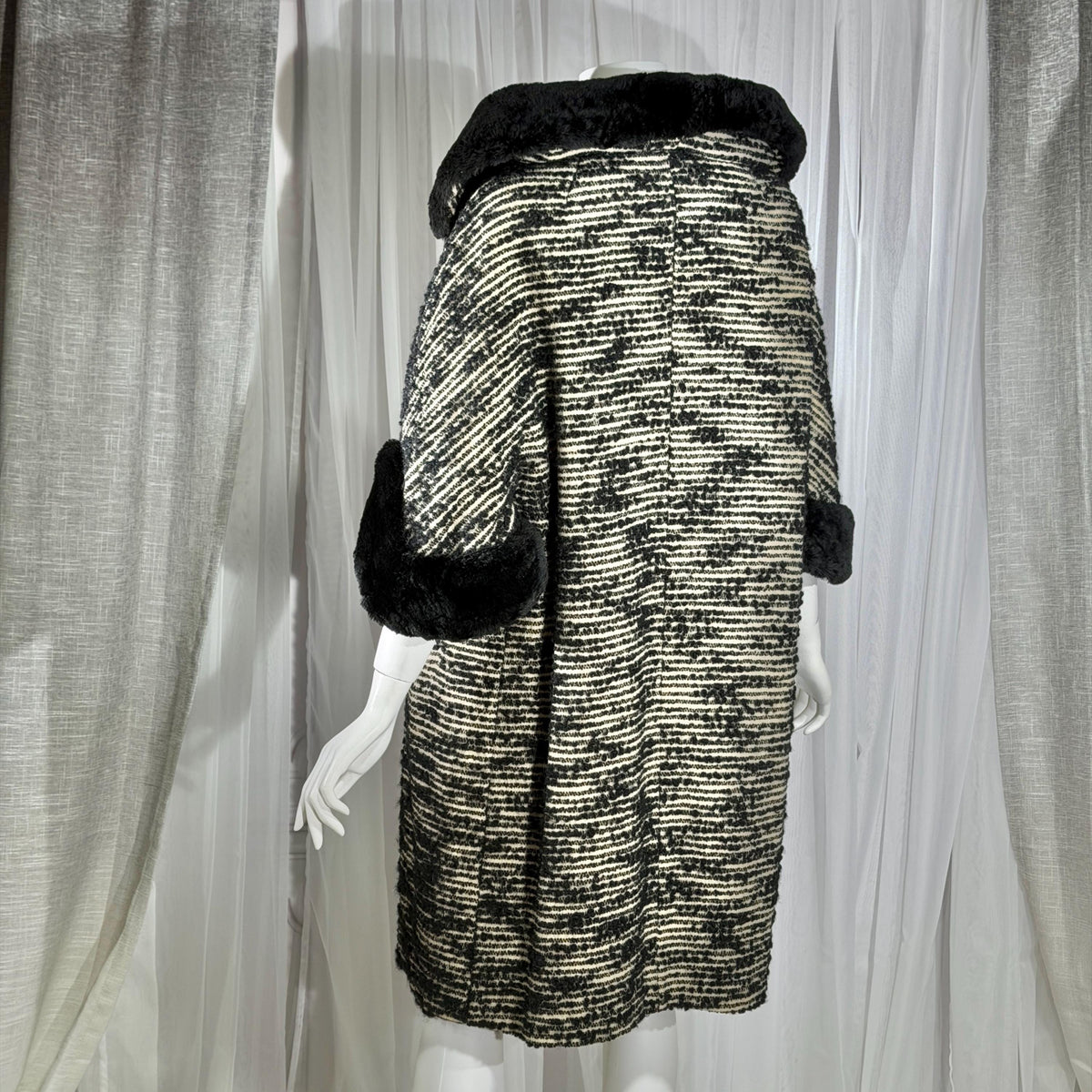 vintage 1940s Winter Coat, MARCEY'S OAK PARK Heavy Black wool Evening Dress Coat