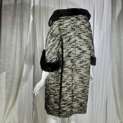 vintage 1940s Winter Coat, MARCEY'S OAK PARK Heavy Black wool Evening Dress Coat