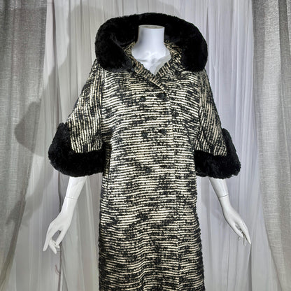 vintage 1940s Winter Coat, MARCEY'S OAK PARK Heavy Black wool Evening Dress Coat