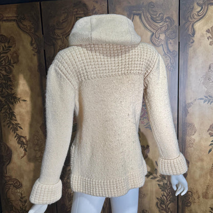vintage 1970s Irish Wool Cardigan Sweater, FALCARRAGH hooded toggle button sweater