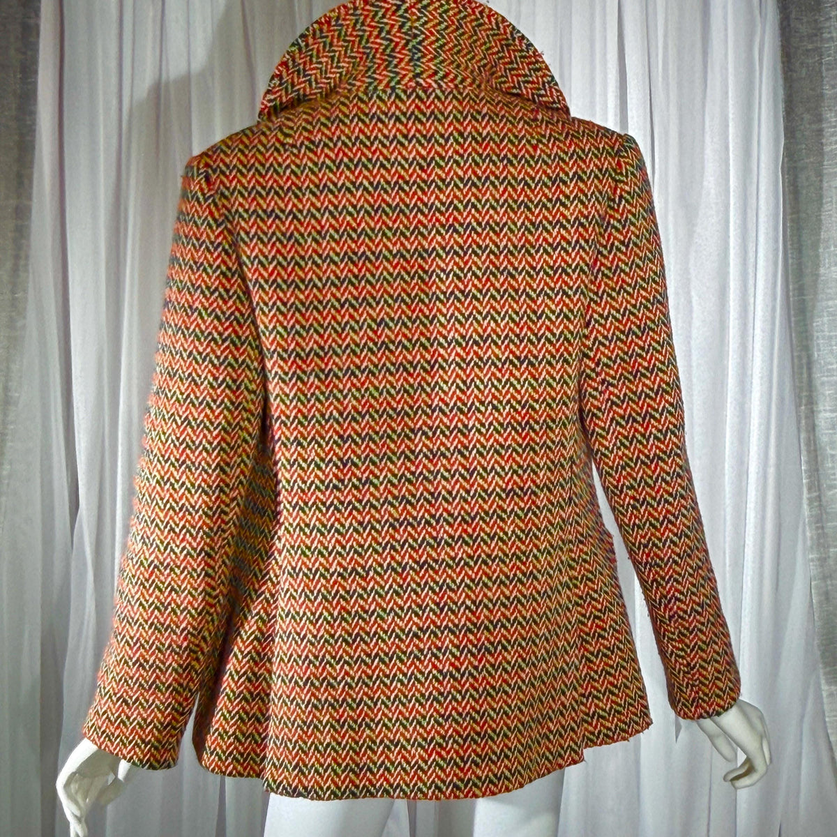 vintage 1960s mod wool jacket, Orange herringbone jacket