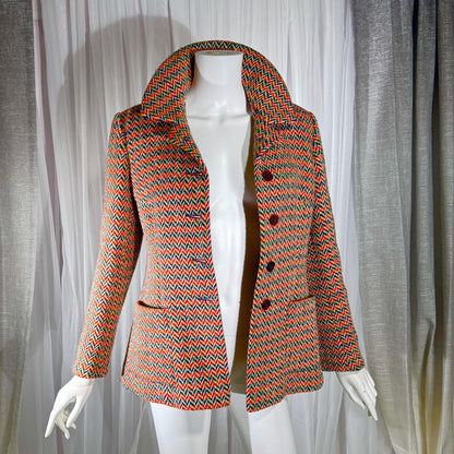 vintage 1960s mod wool jacket, Orange herringbone jacket