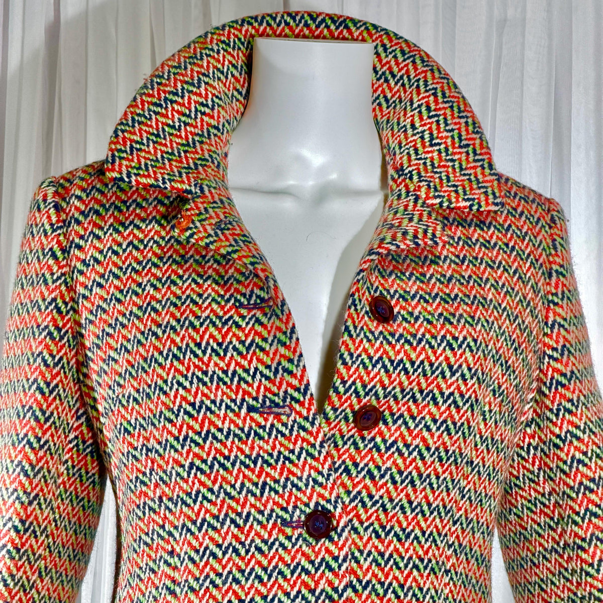vintage 1960s mod wool jacket, Orange herringbone jacket