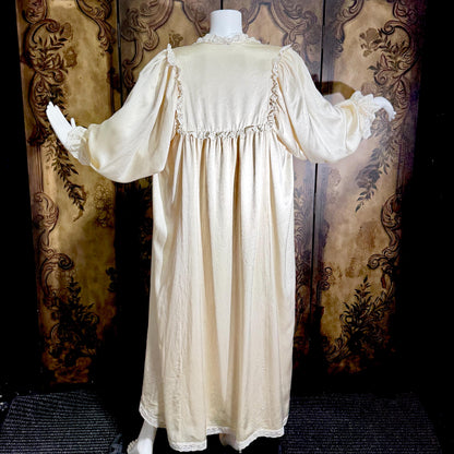 Vintage JULIA GRAHAME Peignoir Set, 1980s Pure Silk Victorian Ivory nightgown robe lingerie dress set