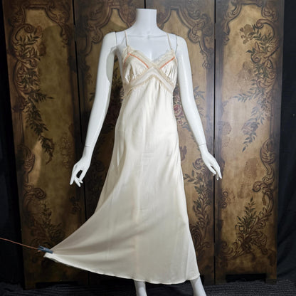 Vintage ZANDRA RHODES Peignoir Set, 1970s Peach Signature Pleat nightgown robe lingerie dress set