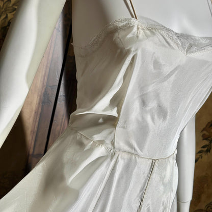 vintage 1940s wedding slip, shiny satin full sweep gown for under dress