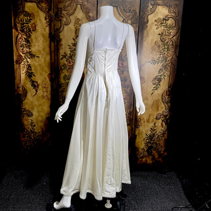 vintage 1940s wedding slip, shiny satin full sweep gown for under dress