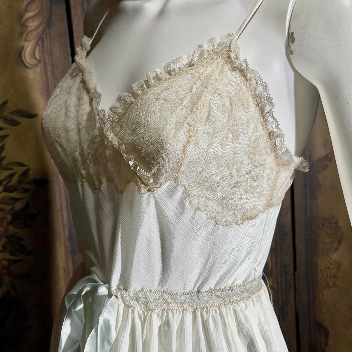 vintage by IRIS 1940s Nightgown slip dress, Sylvia Pedlar white nylon lingerie dress