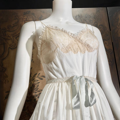 vintage by IRIS 1940s Nightgown slip dress, Sylvia Pedlar white nylon lingerie dress