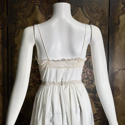 vintage by IRIS 1940s Nightgown slip dress, Sylvia Pedlar white nylon lingerie dress