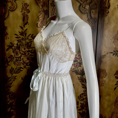 vintage by IRIS 1940s Nightgown slip dress, Sylvia Pedlar white nylon lingerie dress