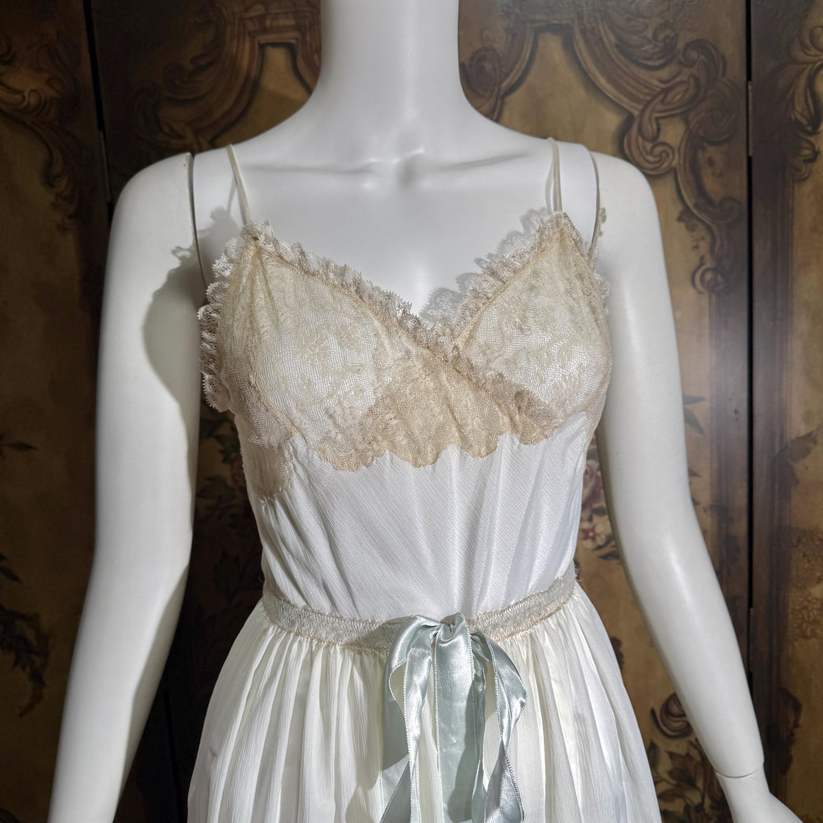 vintage by IRIS 1940s Nightgown slip dress, Sylvia Pedlar white nylon lingerie dress