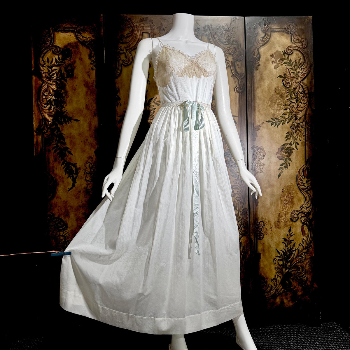 vintage by IRIS 1940s Nightgown slip dress, Sylvia Pedlar white nylon lingerie dress