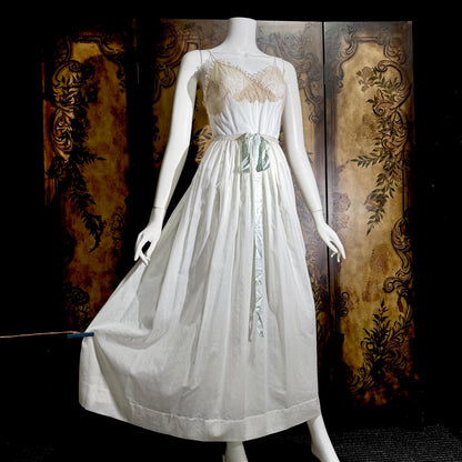 vintage by IRIS 1940s Nightgown slip dress, Sylvia Pedlar white nylon lingerie dress