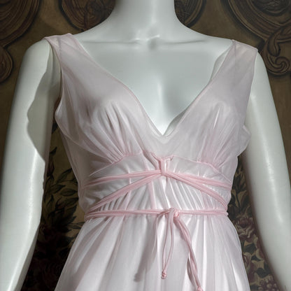 Vintage INTIME nightgown peignoir set, 1960s frothy pink marabou slip dress robe lingerie gown