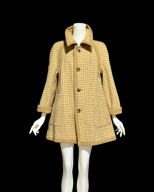 COUNTRY PACER, vintage 1960s Mod swing jacket, reversible double faced wool, button front coat, 40 bust