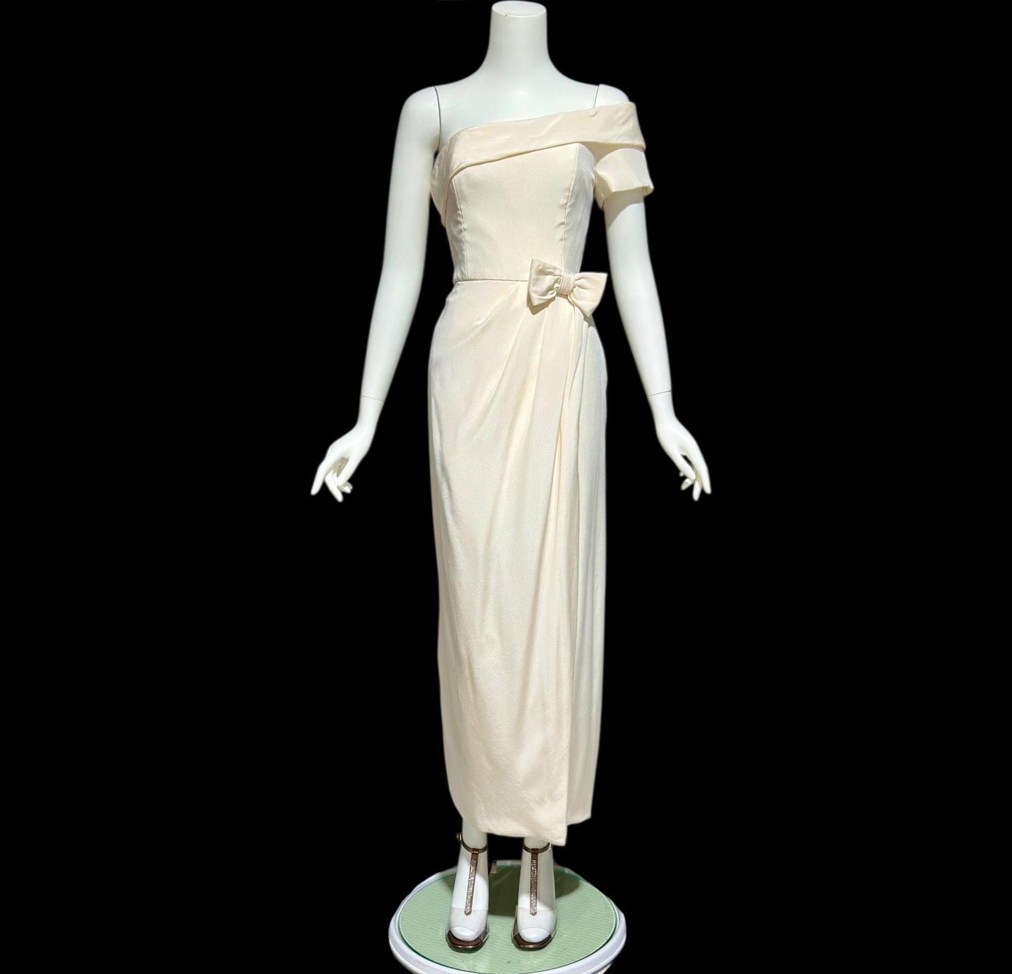 TOMASZ STARZEWSKI Saks Fifth Ave, vintage 1990s wedding dress, silk one shoulder bridal gown, London Designer gown