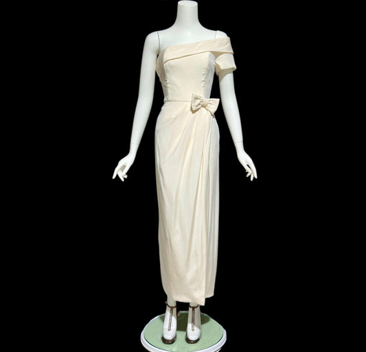 TOMASZ STARZEWSKI Saks Fifth Ave, vintage 1990s wedding dress, silk one shoulder bridal gown, London Designer gown