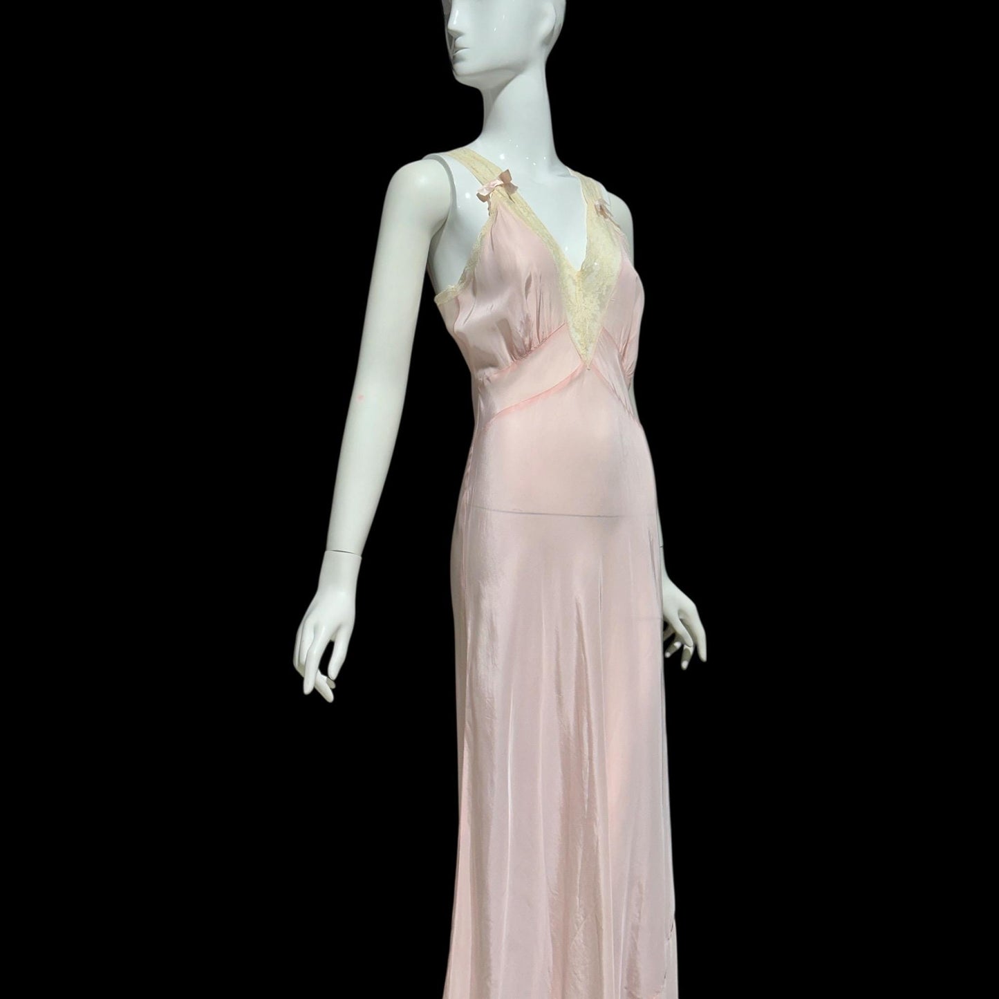 1940s vintage nightgown slip dress, Old Hollywood Powder Pink Bias Cut lingerie dress
