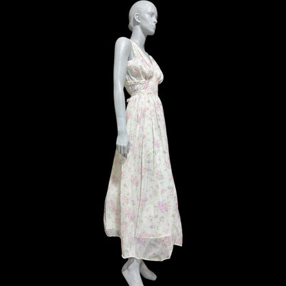 EVE STILLMAN for GRACETTE vintage 1950s Nightgown Slip Dress: floral Grecian Goddess Gown