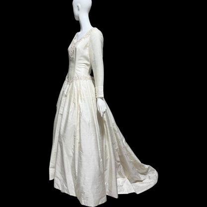 ST PUCCHI vintage 1980s wedding dress, Avine Perucchi, The BACK! white 100% Thai silk ball gown