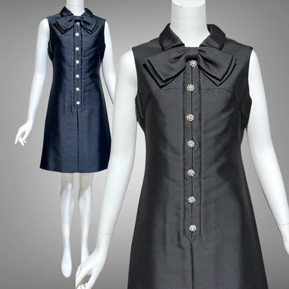 PAT SANDLER Vintage mod party dress, 1960s Black sassy shift preppy cocktail dress