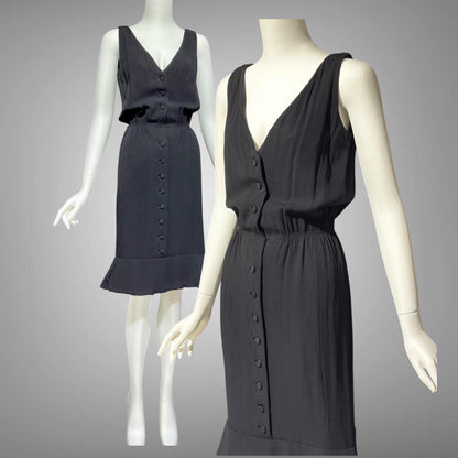 GEOFFREY BEENE vintage 1960s little black dinner & cocktails dress or day dress
