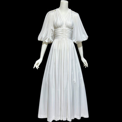 JACK HARTLEY, vintage 1970s evening gown dress, white jersey summer party dress