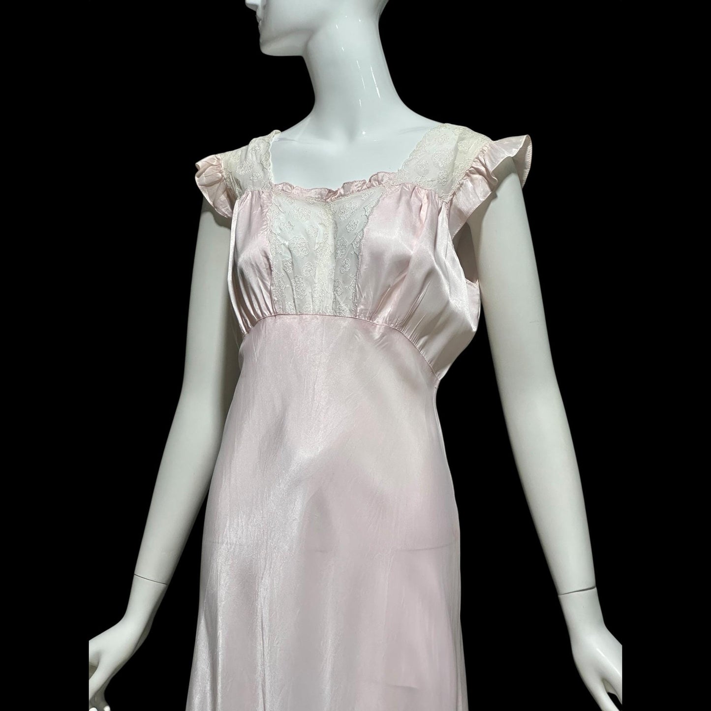 1940s Pink bias cut Nightgown: Vintage Pale pink Old Hollywood Slip Dress