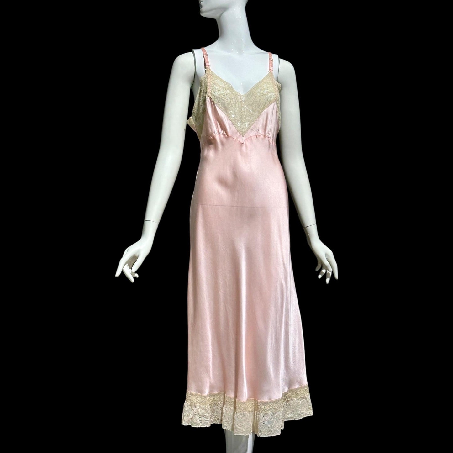 Barbara Lee, 1930s Rayon & Silk Slip Dress: Vintage Bias Cut Pale Pink Bemberg Nightgown