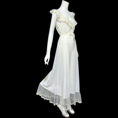 WONDER MAID, vintage 1940s nightgown slip dress, white nylon slip dress